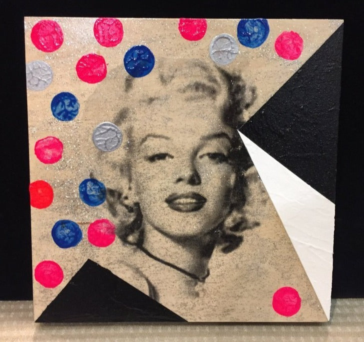 Art | Blue Dots | Acrylic Mixed on Wood Board by Fabiano Amin | 10" x 10"