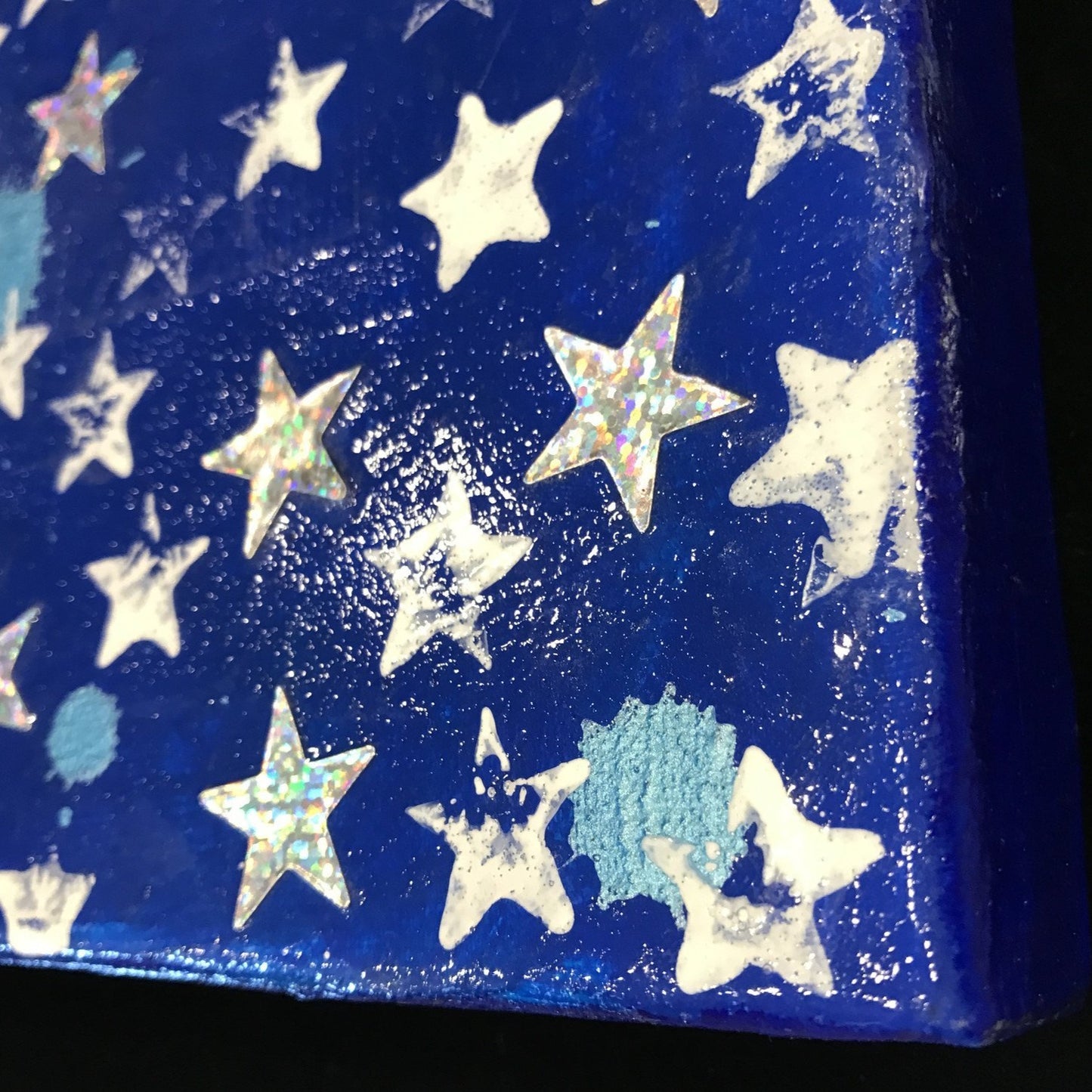 Art | Stars USA | Original Acrylic and Mixed Media on Canvas by Fabiano Amin | 14" x 11"-Acrylic Painting-Sterling-and-Burke