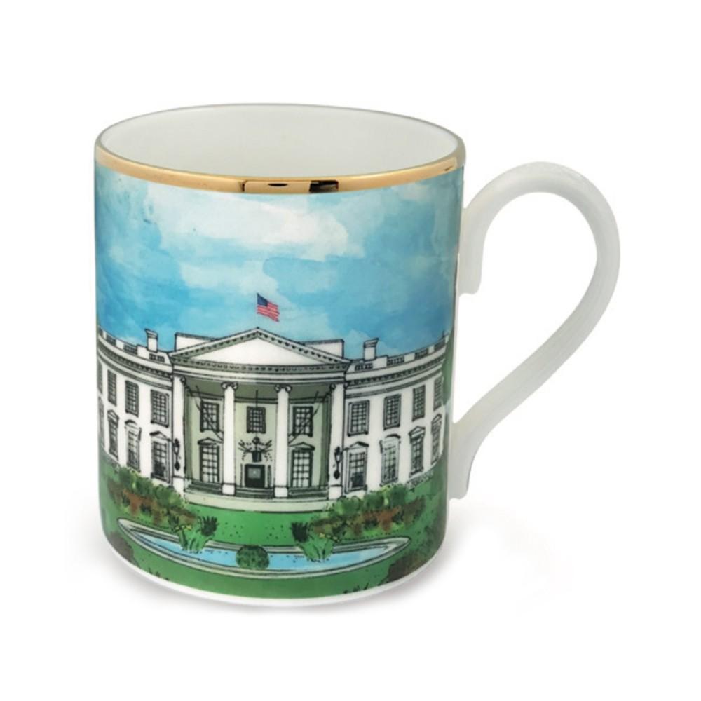 Halcyon Days The White House Mug-Bone China-Sterling-and-Burke