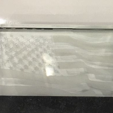 Crystal American Flag | US Waving Flag Etched in Crystal on Marble Base | Award