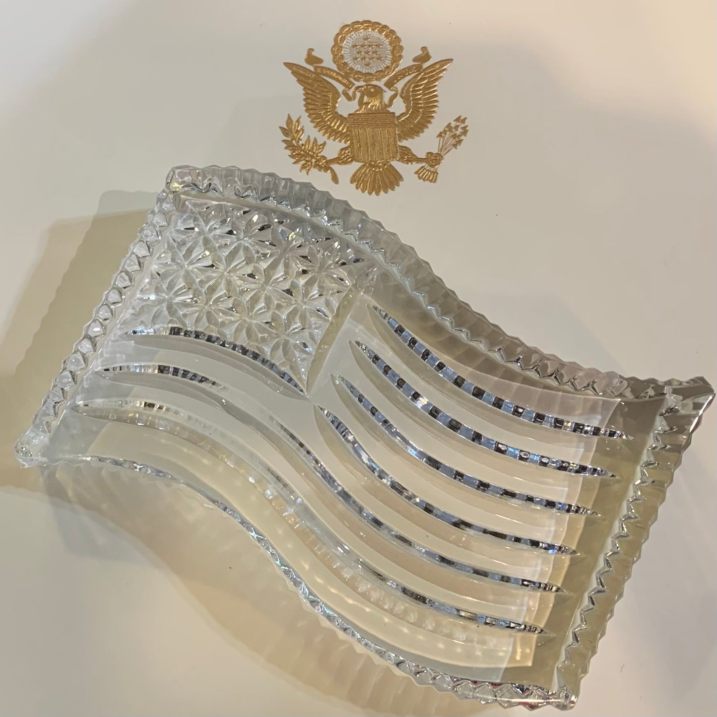 Crystal US Flag Paperweight | Crystal American Flag Paperweight Gift | Waterford