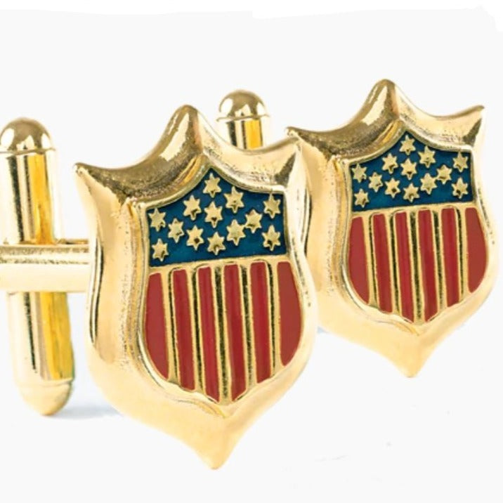 American Flag Cufflinks | Enameled Cuff Links | US Flag | Gold
