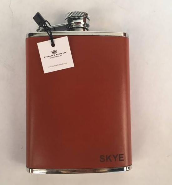 Leather Flask | Hip Flask | Initials | English Bridle Leather | Tan, Brown, Black, Navy | 6 oz. | Sterling and Burke-Flask-Sterling-and-Burke