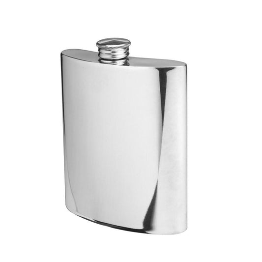 Pewter Flask | 6 Oz | Curved Flask | Hip Flask | Flat Top | Solid Pewter Hip Flask | Engraves Beautifully | Made in England-Flask-Sterling-and-Burke