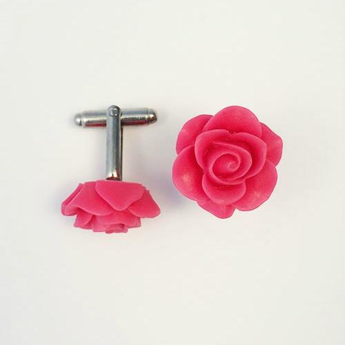 Flower Cufflinks | Cherry Blossom Pink Floral Cuff Links | Matte Finish Cufflinks | Hand Made in USA-Cufflinks-Sterling-and-Burke