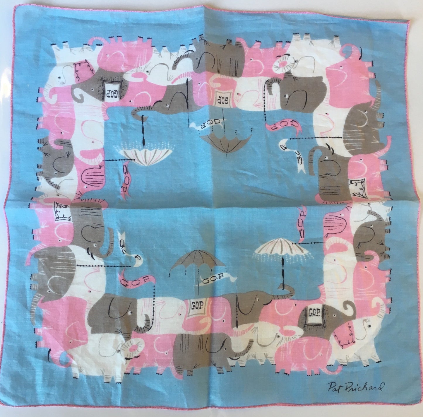Pat Prichard GOP | Vintage Flag Handkerchief | 14.5" by 14.5"-Vintage Handkerchief-Sterling-and-Burke