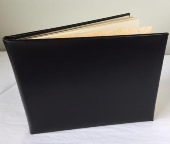 Funeral Guest Book | Black Calf Leather Condolence Book | Funeral Registry | Sympathy Book | Made in England | Charing Cross-Guest Book-Sterling-and-Burke