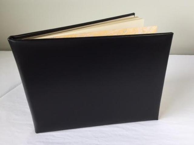 Funeral Guest Book | Black Calf Leather Condolence Book | Funeral Registry | Sympathy Book | Made in England | Charing Cross-Guest Book-Sterling-and-Burke