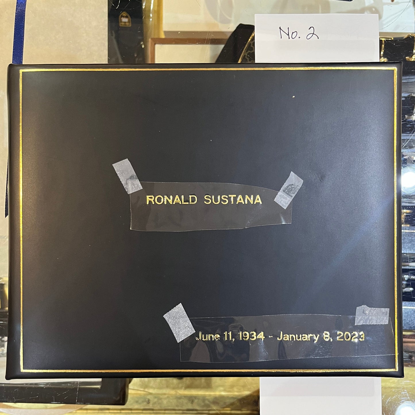 Funeral Guest Book | Mr. Sustana | Finest Quality Calf Leather | Name and Dates stamped in Gold | Charing Cross