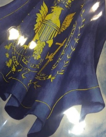 Georgetown University Fine Art Flag with Georgetown Crest by Carole Moore Biggio | 11" by 14"
