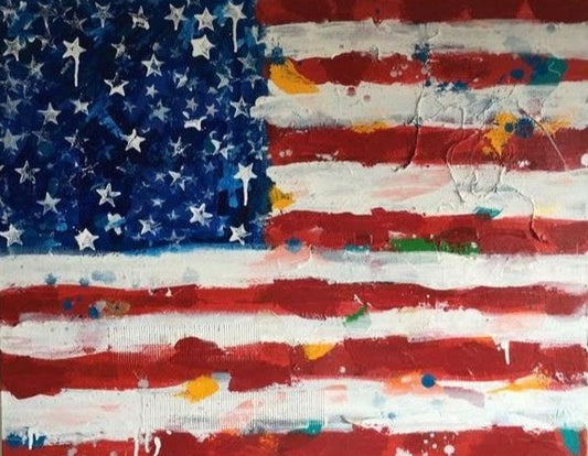 Art | Colorful America | Original Mixed Media on Canvas by Fabiano Amin | 24" x 30"