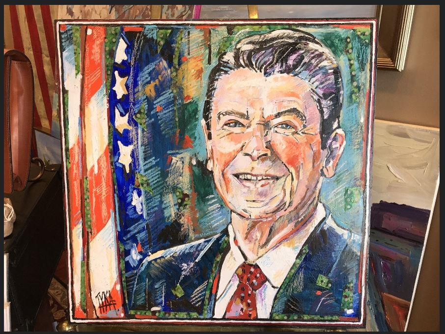 Art | Ronald Reagan | Original Oil Painting on Wood by Joanna Tyka | Presidential Portrait | 24" x 24"