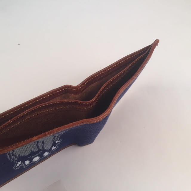 Needlepoint Collection | Georgetown University Needlepoint Bi-Fold Wallet | Hip Wallet | Hoya | Blue and Grey | Smathers and Branson-Wallet-Sterling-and-Burke