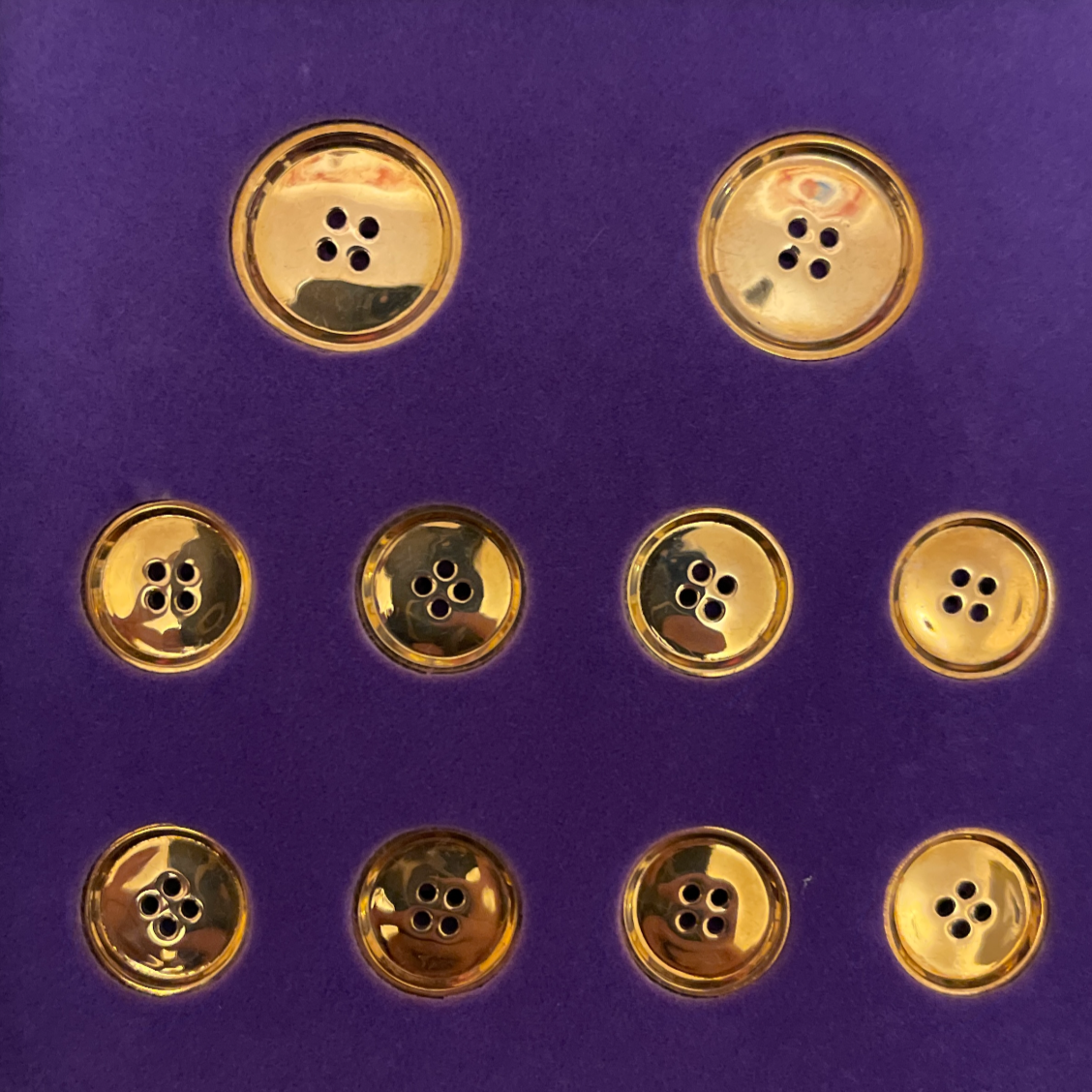 9 ct. Gold Four Hole Solid Gold 9ct Gold | 4 Hole | Single Breasted Blazer Button Set made in England