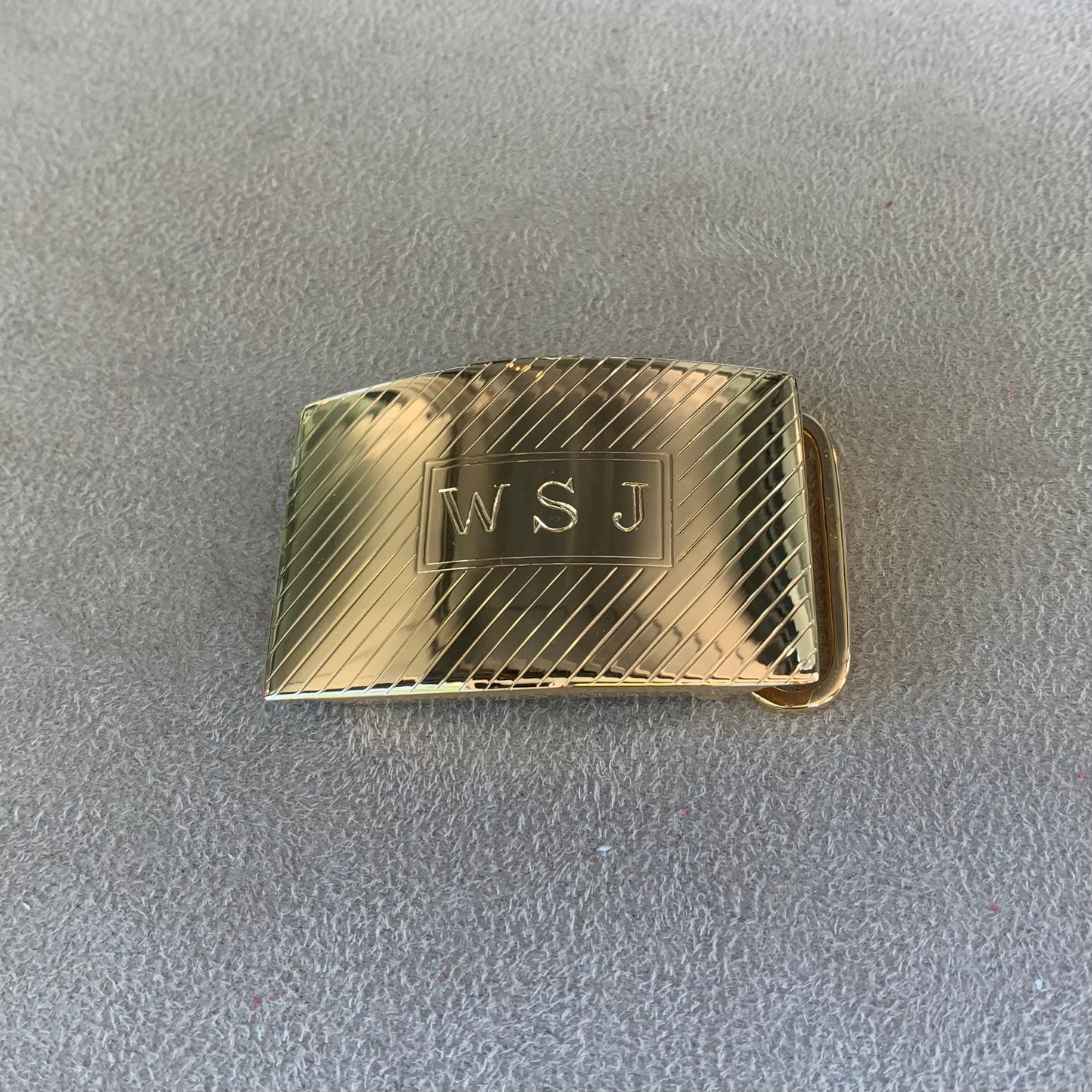 Gold Vermeil Belt Buckle | Strap Size: 1 1/4" | Sterling Silver Belt Buckle with 24 Karat Vermeil | Monogram Hand Engraved | Made in the USA.