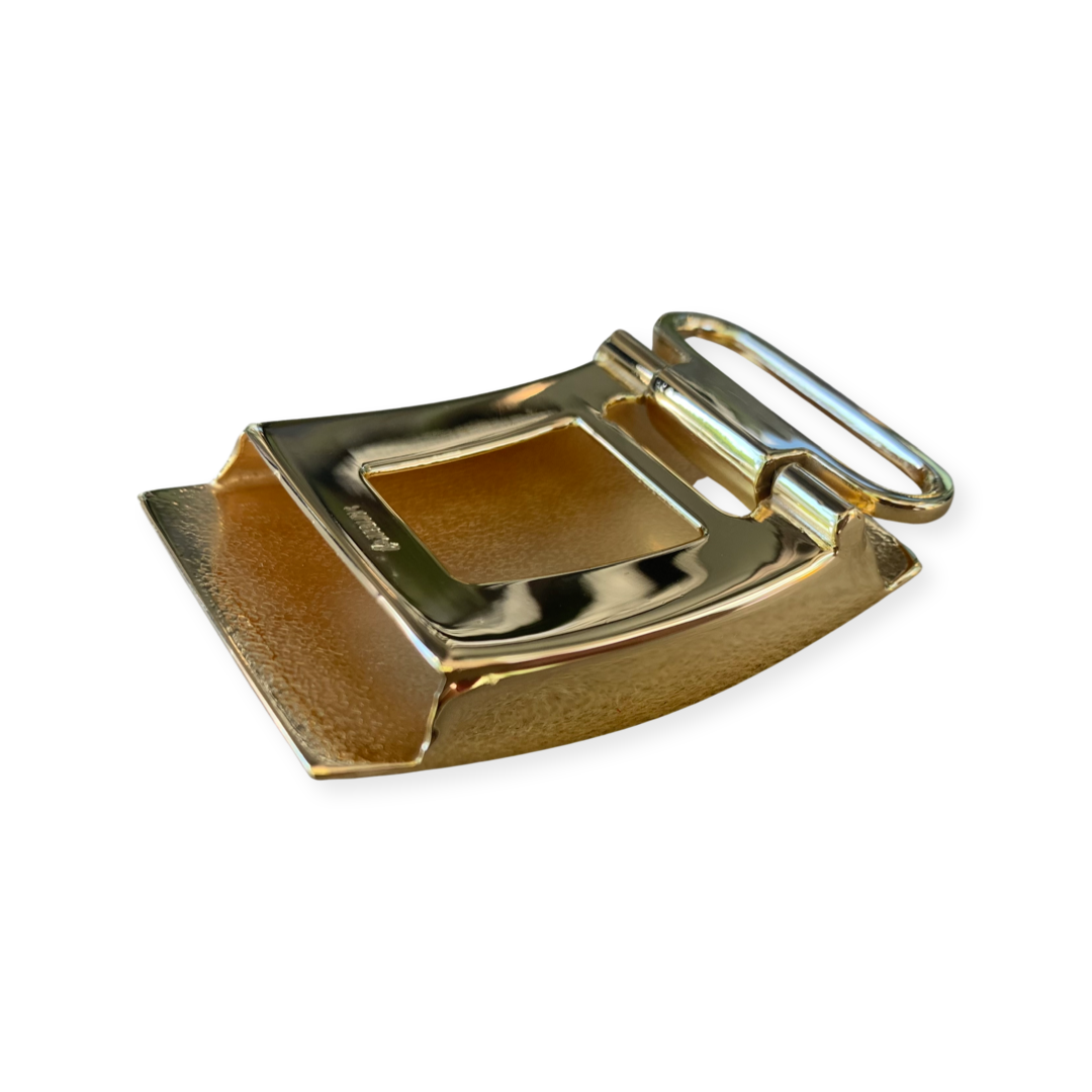 Gold Vermeil Belt Buckle | Strap Size: 1 1/4" | Sterling Silver Belt Buckle with 24 Karat Vermeil | Monogram Hand Engraved | Made in the USA.