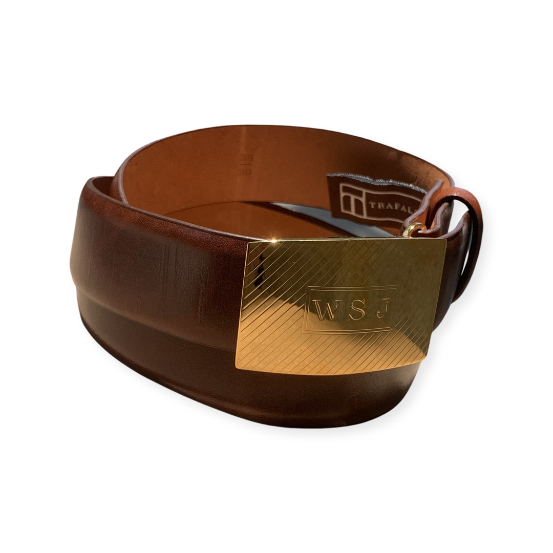 Gold Vermeil Belt Buckle | Strap Size: 1 1/4" | Sterling Silver Belt Buckle with 24 Karat Vermeil | Monogram Hand Engraved | Made in the USA.