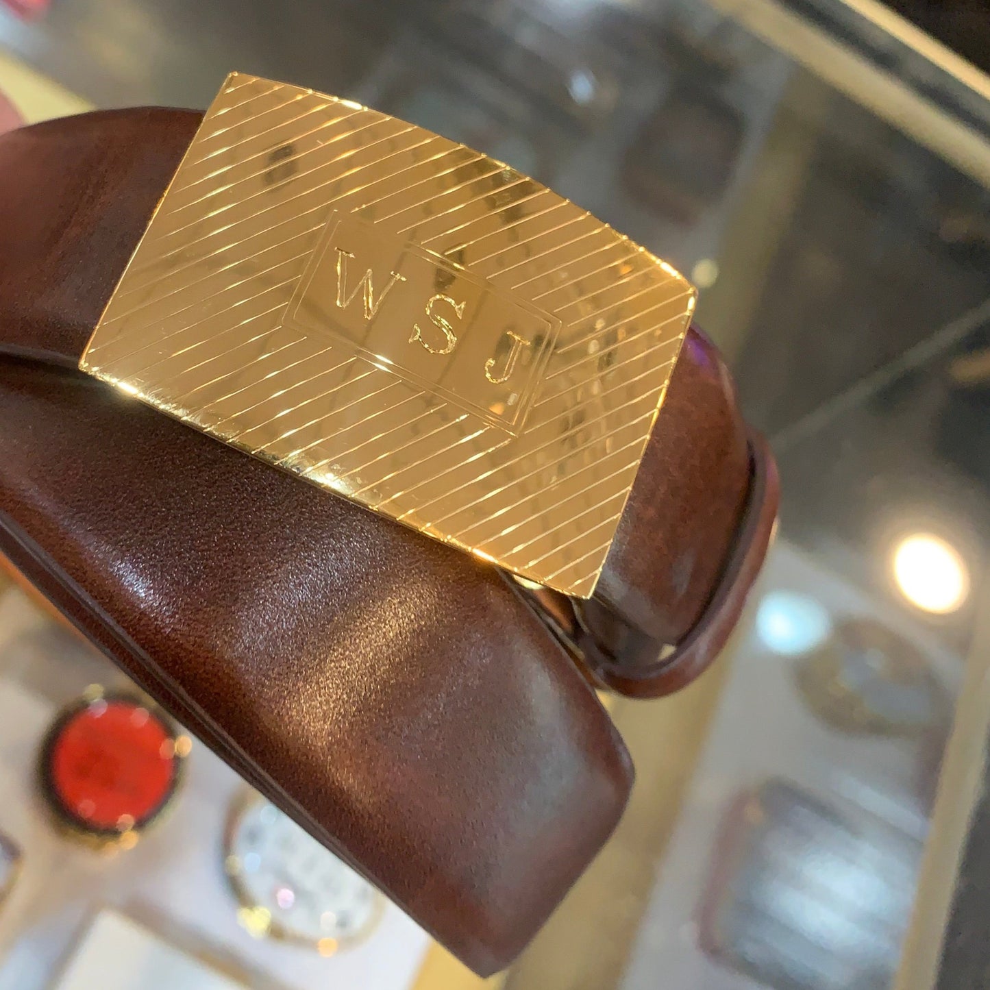 Gold Vermeil Belt Buckle | Strap Size: 1 1/4" | Sterling Silver Belt Buckle with 24 Karat Vermeil | Monogram Hand Engraved | Made in the USA.