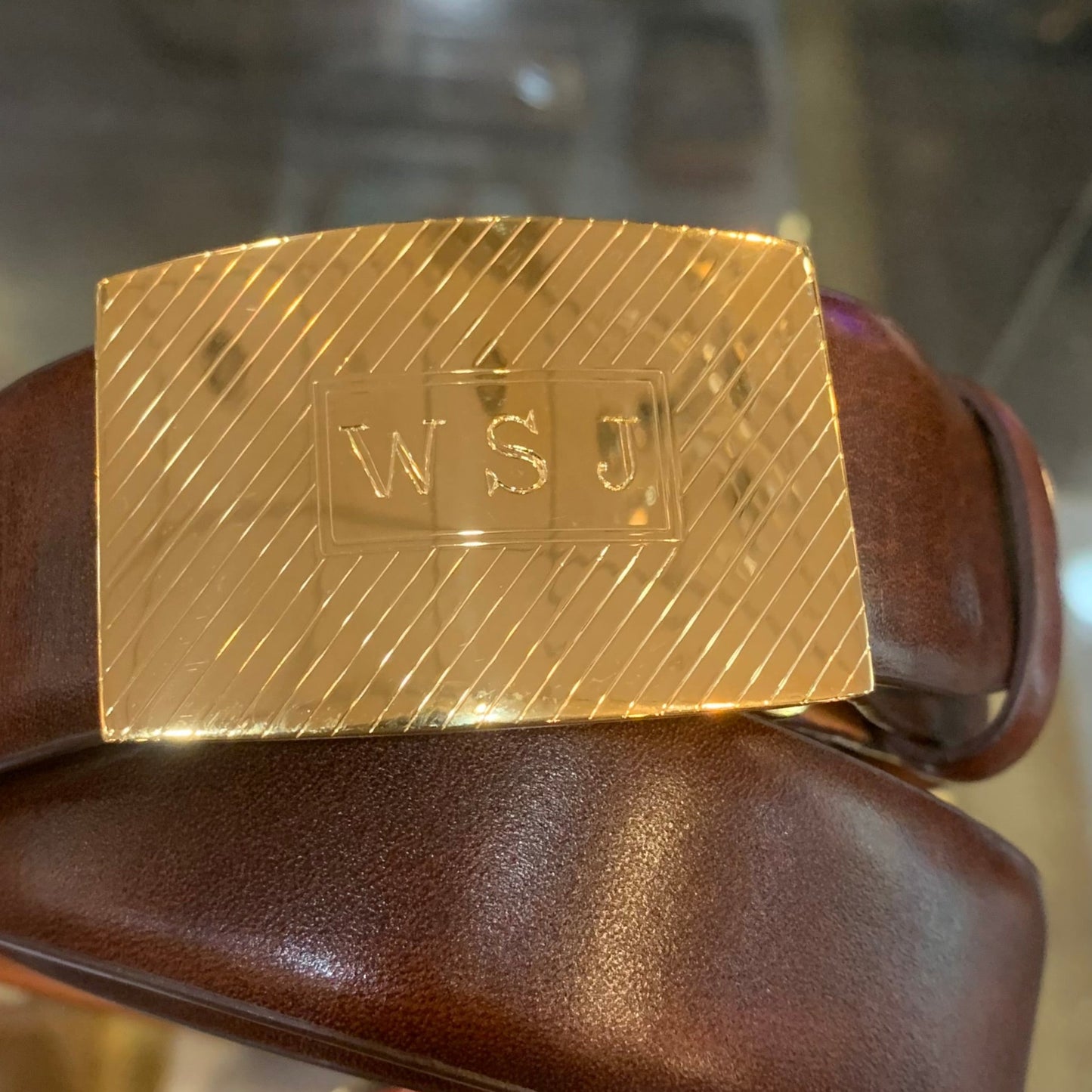 Gold Vermeil Belt Buckle | Strap Size: 1 1/4" | Sterling Silver Belt Buckle with 24 Karat Vermeil | Monogram Hand Engraved | Made in the USA.