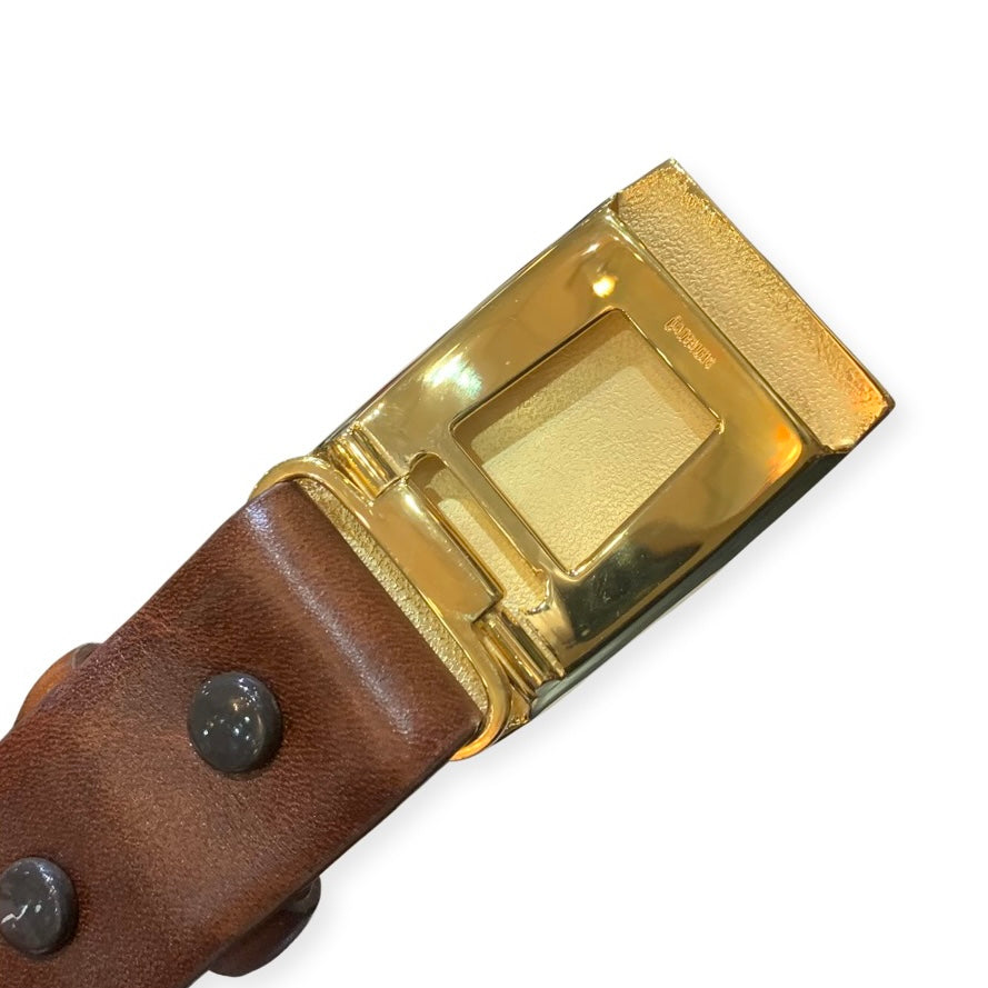 Gold Vermeil Belt Buckle | Strap Size: 1 1/4" | Sterling Silver Belt Buckle with 24 Karat Vermeil | Monogram Hand Engraved | Made in the USA.