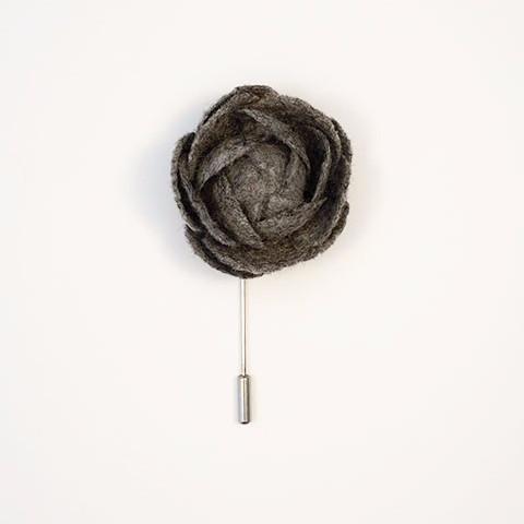 Large Felt Flower Lapel Pin | Dark Red and Dark Grey Felt Floral Lapel Pin | Made in USA-Lapel Pin-Sterling-and-Burke