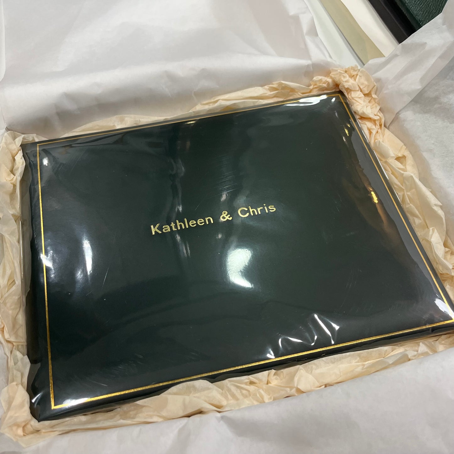 Guest Book Custom Samples | Gold Stamp Design | 7 by 9 Inches | Calf Leather | Made in England