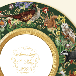 Halcyon Days Antler Trellis 8" Plate in Midnight and Gold