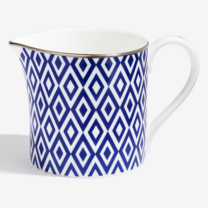 Halcyon Days Aragon Midnight Creamer Jug-Bone China-Sterling-and-Burke