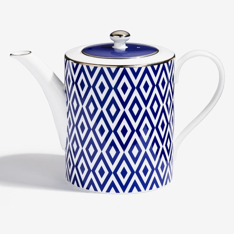 Halcyon Days Aragon Midnight Teapot-Bone China-Sterling-and-Burke