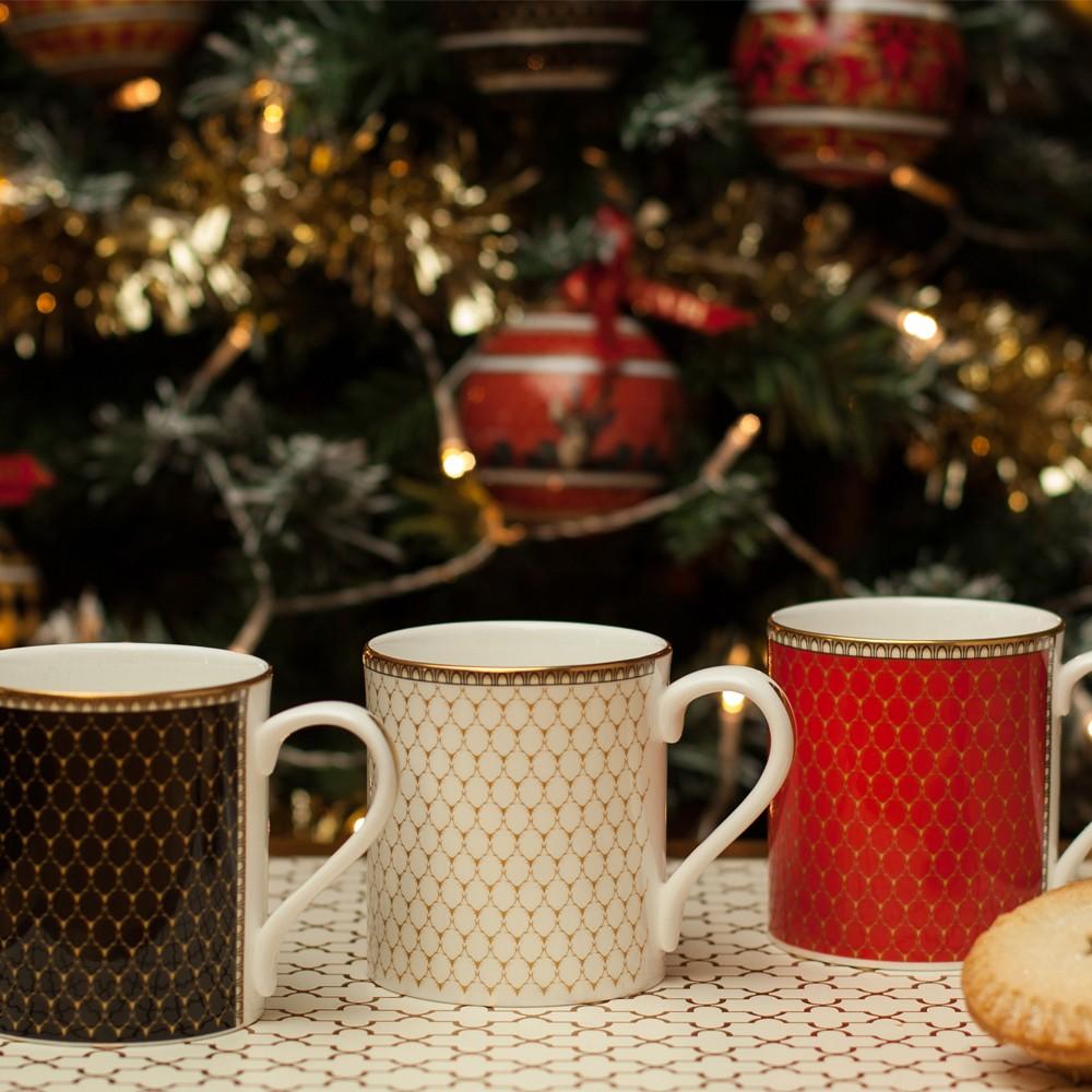 Halcyon Days Antler Trellis Mug in Black-Bone China-Sterling-and-Burke