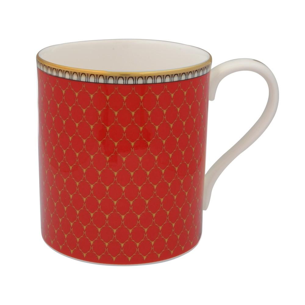Halcyon Days Antler Trellis Mug in Red-Bone China-Sterling-and-Burke
