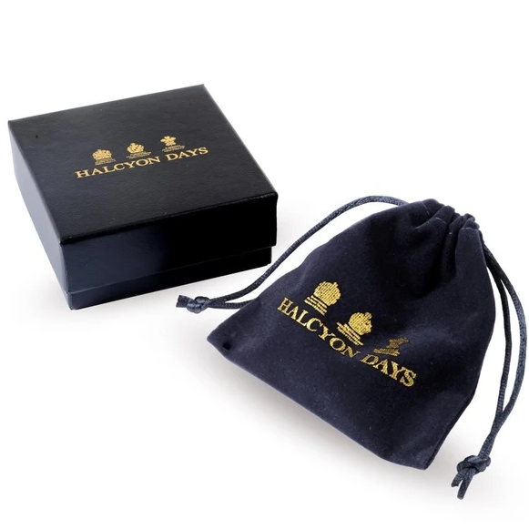 Halcyon Days 1cm Greek Key Hinged Enamel Bangle in Black and Gold
