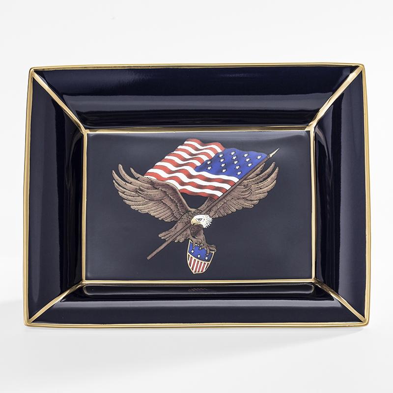 Halcyon Days Patriotic | Star Spangled Banner Trinket Tray | Large | Fine Bone China