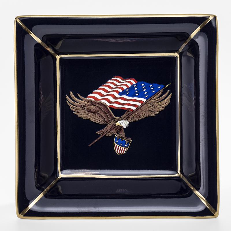 Halcyon Days Patriotic |  Star Spangled Banner Trinket Tray | Fine Bone China