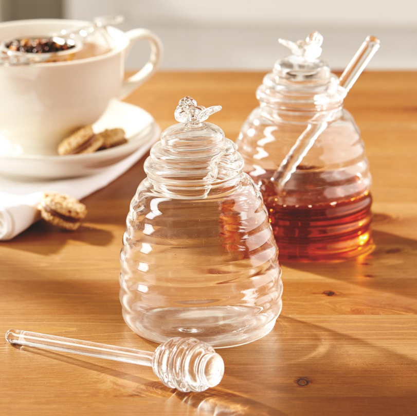 Glass Honey Pot No.1 | Bespoke Production | Engraved Message | Made in USA | Studio Burke Corporate Gifting