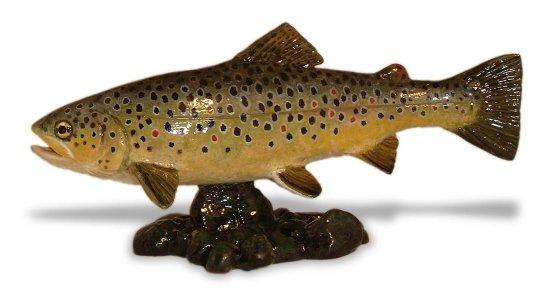 Hood Ornament | Trout | Swimming Trout | Large | Mascot / Hood Ornament | 3 by 7 1/2 Inches | Made in England-Hood Ornament-Sterling-and-Burke