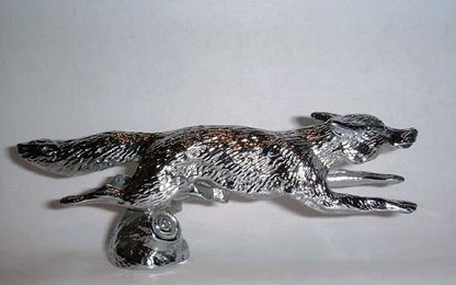 Hood Ornament | Running Fox | Small | Mascot / Hood Ornament | Chrome Plate Finish | 2 by 5 Inches | Made in England-Hood Ornament-Sterling-and-Burke
