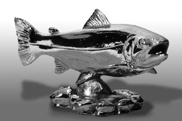 Hood Ornament | Trout | Swimming Trout | Small | Mascot / Hood Ornament | 2 1/4 by 4 1/2 Inches | Made in England-Hood Ornament-Sterling-and-Burke