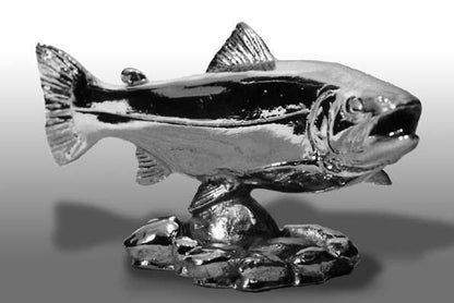 Hood Ornament | Trout | Swimming Trout | Small | Mascot / Hood Ornament | 2 1/4 by 4 1/2 Inches | Made in England-Hood Ornament-Sterling-and-Burke