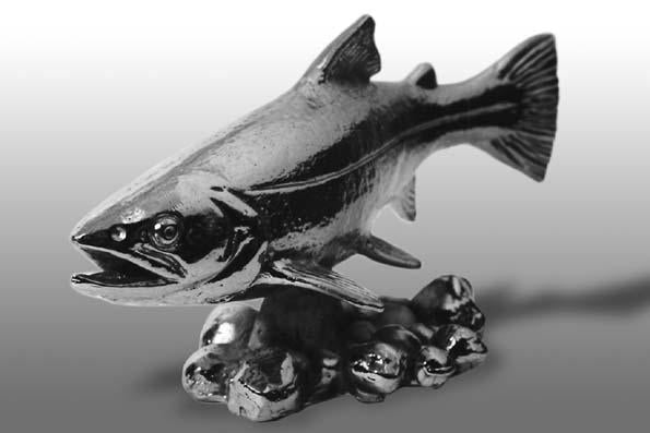 Hood Ornament | Trout | Swimming Trout | Large | Mascot / Hood Ornament | 3 by 7 1/2 Inches | Made in England-Hood Ornament-Sterling-and-Burke