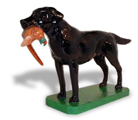 Mascot Hood Ornament | Queen Elizabeth's Labrador Retriever Dog with Pheasant | Car Mascot | 4 by 6 Inches | Made in England