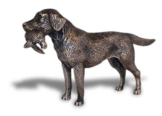 Mascot Hood Ornament | Queen Elizabeth's Labrador Retriever Dog with Pheasant | Car Mascot | 4 by 6 Inches | Made in England