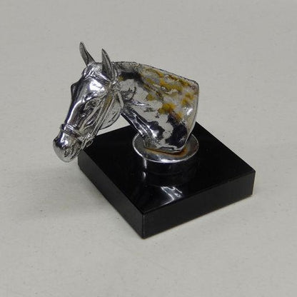 Hood Ornament | Thoroughbred Horse Head | Mascot / Hood Ornament | 2 1/2 by 4 Inches | Made in England