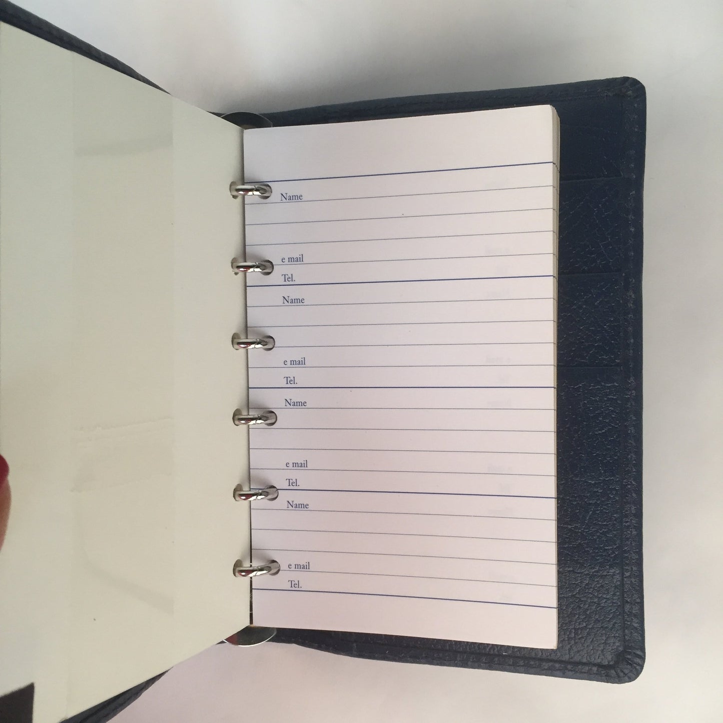 3 Ring Binder Address Book | Calf Leather | 6 by 3 Inches | Scarlet, Black, Brown, and Navy | Made in England | Charing Cross-Address Book-Sterling-and-Burke