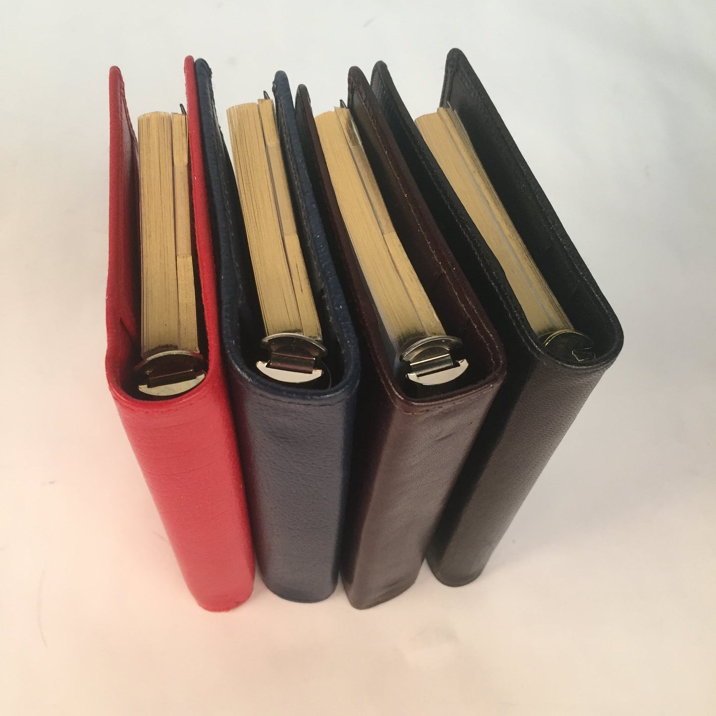 3 Ring Binder Address Book | Calf Leather | 6 by 3 Inches | Scarlet, Black, Brown, and Navy | Made in England | Charing Cross-Address Book-Sterling-and-Burke
