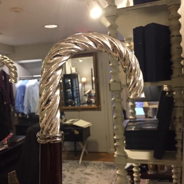 Sterling Silver Dress Stick | Ladies Walking Stick | Twisted Sterling Silver Crook | Rose Wood | Sterling and Burke-Walking Stick-Sterling-and-Burke