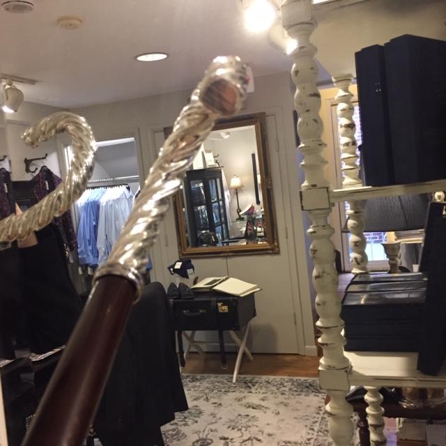 Sterling Silver Dress Stick | Ladies Walking Stick | Twisted Sterling Silver Crook | Rose Wood | Sterling and Burke-Walking Stick-Sterling-and-Burke