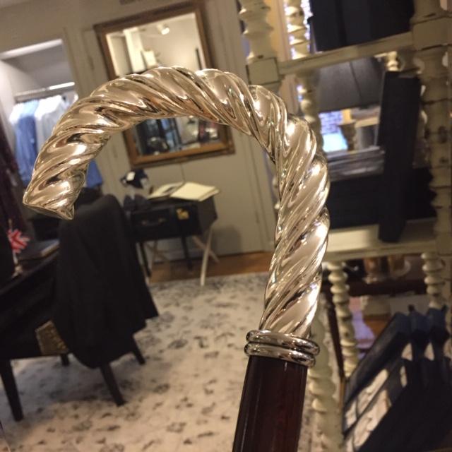 Sterling Silver Dress Stick | Ladies Walking Stick | Twisted Sterling Silver Crook | Rose Wood | Sterling and Burke-Walking Stick-Sterling-and-Burke