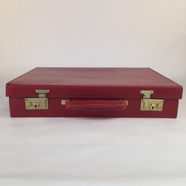 3.5 Inch Lid Over Body Attache Case | Hand Stitched | Red English Bridle Leather | Sterling and Burke-Attache-Sterling-and-Burke