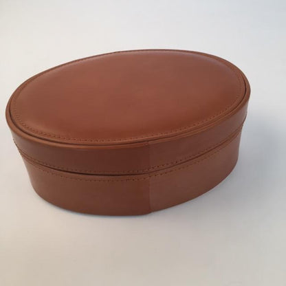Large Oval Stud Box, Jewel Box, Watch Box | Finest Quality | Classic Bridle Hide Leather | Hand Made in England-Stud Box-Sterling-and-Burke